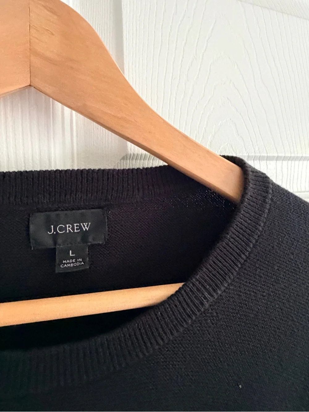 J.Crew Men’s Large Black 100% Cotton Crewneck Sweater Lightweight Pullover